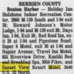 Angelos Sunset View Motel - Apr 24 1987 Article